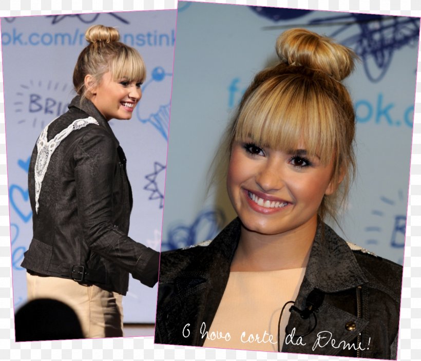 Demi Lovato Bangs Blond Hairstyle Cabelo, PNG, 1377x1182px, Watercolor, Cartoon, Flower, Frame, Heart Download Free