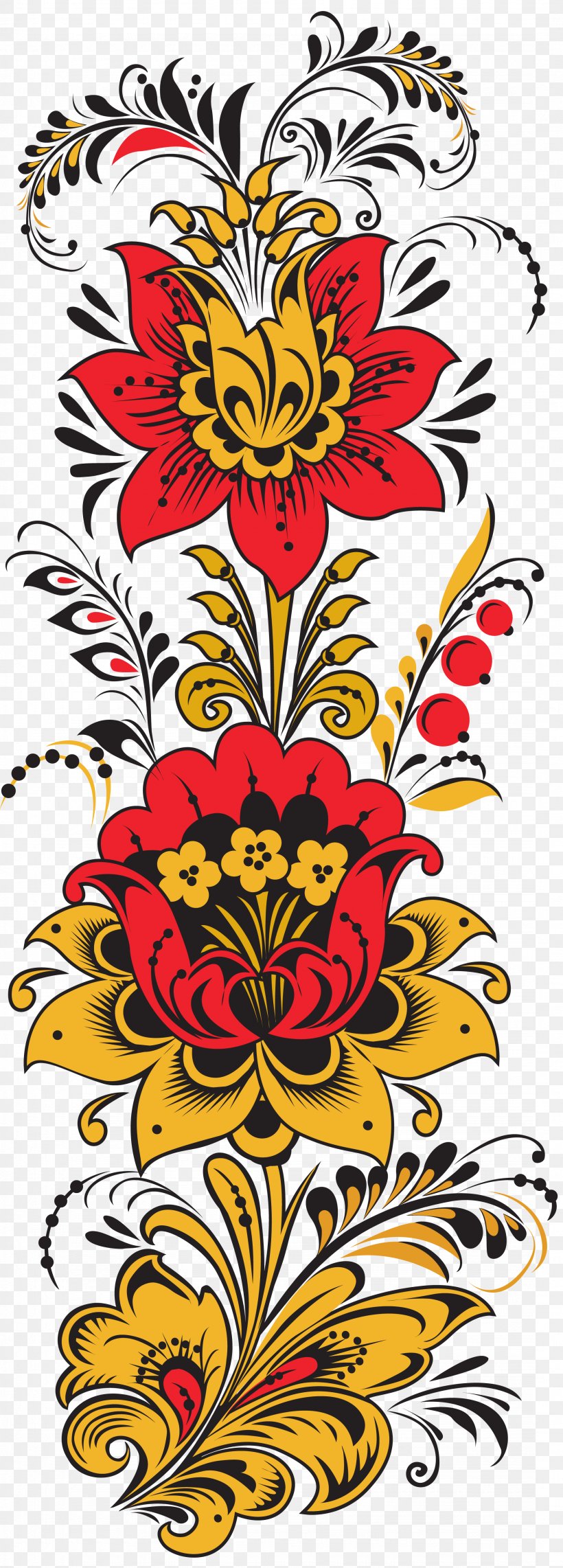 Khokhloma Flower Floral Design Painting, PNG, 2155x6000px, Khokhloma, Art, Artwork, Creative Arts, Cut Flowers Download Free