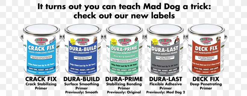 Mad Dog Paint Products Primer Mad Dog Paint Products, PNG, 2300x900px, Dog, Adhesive, Brand, Do It Yourself, Dura Download Free