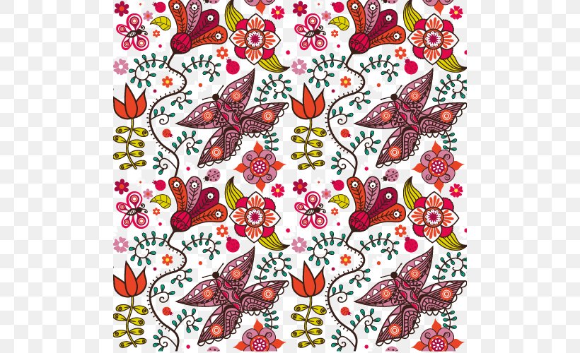 Butterfly Motif Pattern, PNG, 500x500px, Butterfly, Area, Art, Email, Flora Download Free