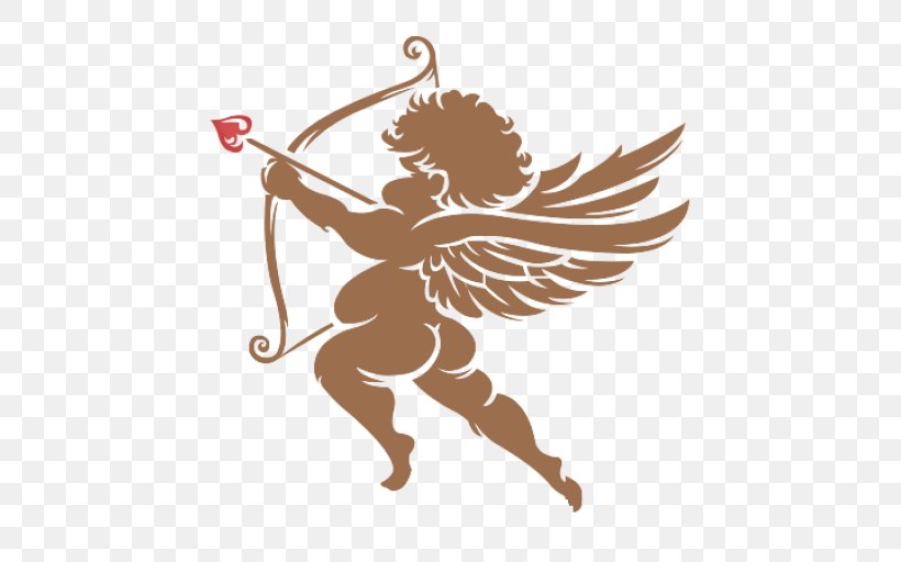Silhouette Cupid Royalty-free, PNG, 512x512px, Silhouette, Art, Cupid, Drawing, Fictional Character Download Free