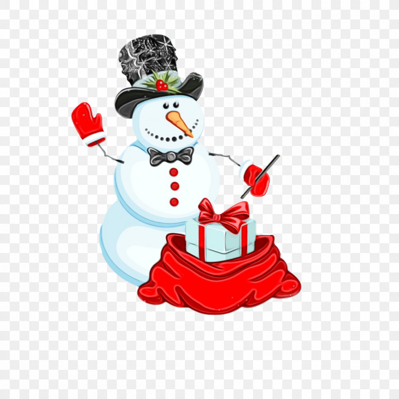 Snowman, PNG, 1000x1000px, Watercolor, Paint, Snowman, Wet Ink Download Free