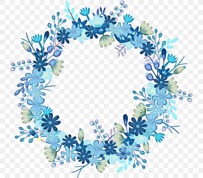 Watercolor Flower Wreath, PNG, 738x720px, Watercolor, Aqua, Blue, Broadband, Floral Design Download Free