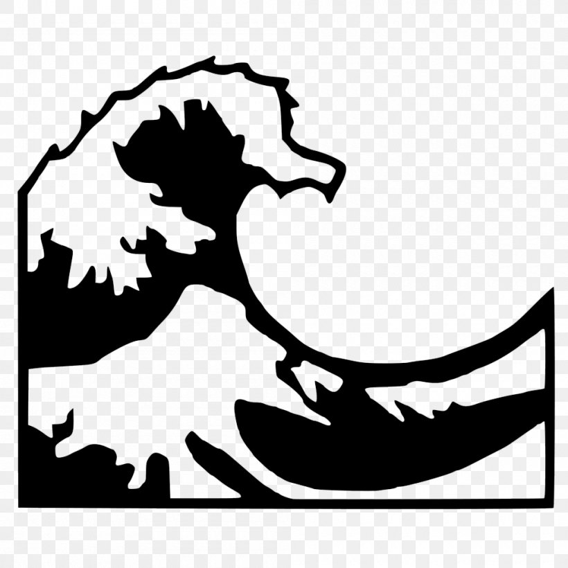The Great Wave Off Kanagawa Emoji Wind Wave Sticker, PNG, 1000x1000px, Great Wave Off Kanagawa, Art, Artwork, Black, Black And White Download Free