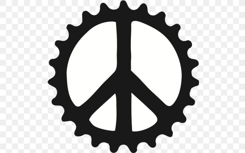 Peace Symbols Meaning, PNG, 512x512px, Peace Symbols, Antiwar Movement, Bicycle Drivetrain Part, Bicycle Part, Black And White Download Free