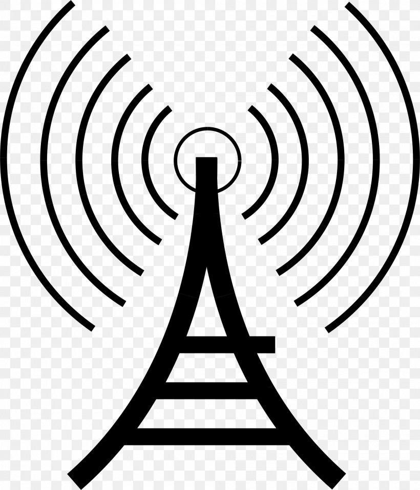 Radio Telecommunications Tower Broadcasting Clip Art, PNG, 1990x2326px, Radio, Amateur Radio, Artwork, Black And White, Broadcasting Download Free