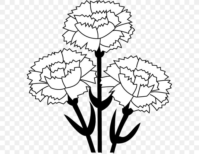 Carnation Free Content Clip Art, PNG, 600x636px, Carnation, Area, Artwork, Black And White, Black Rose Download Free
