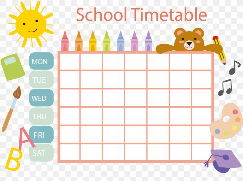 School Timetable Schedule Template Clip Art, PNG, 4267x3191px, Pastel, Area, Calendar, Clip Art, Color Download Free