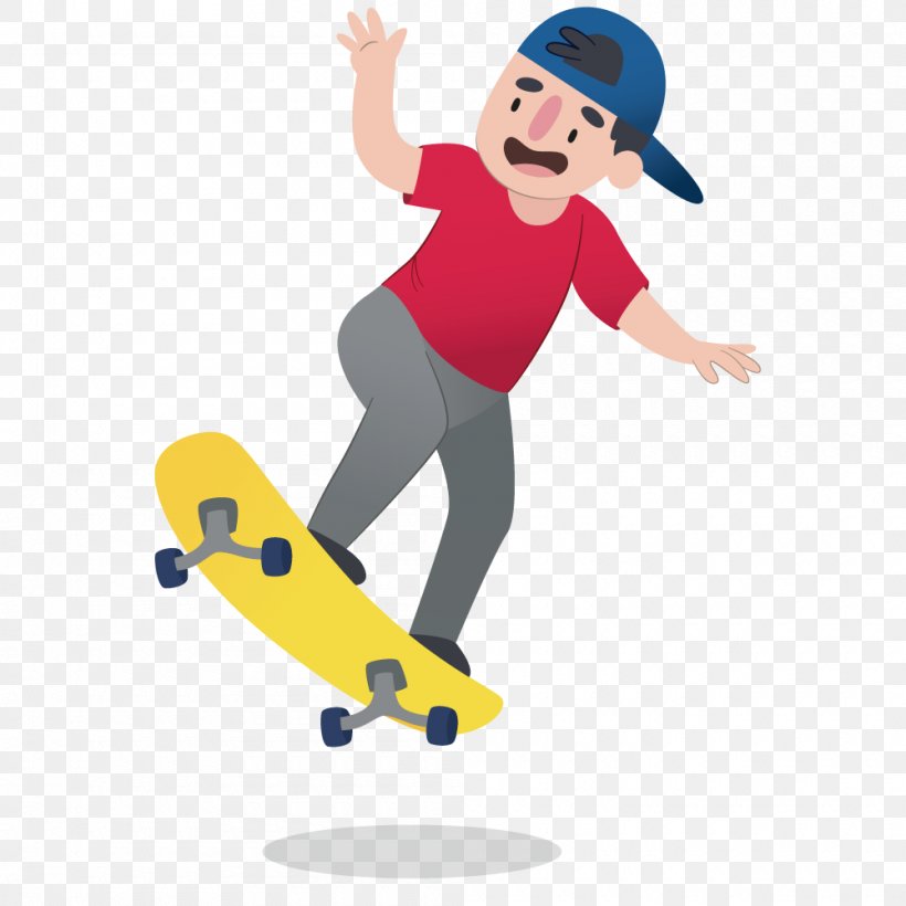 Skateboard Euclidean Vector Illustration, PNG, 1000x1000px, Skateboard, Art, Artworks, Boy, Cartoon Download Free