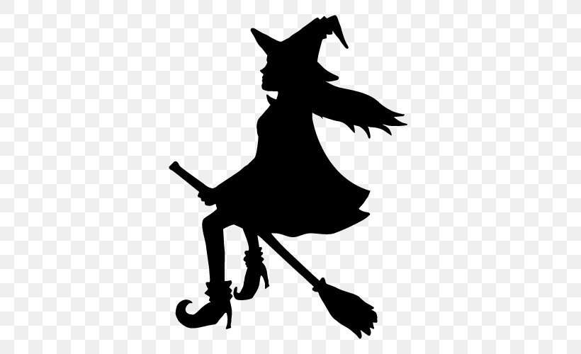 Halloween Witch Hat, PNG, 500x500px, Silhouette, Blackandwhite, Broom, Halloween, Obake Download Free