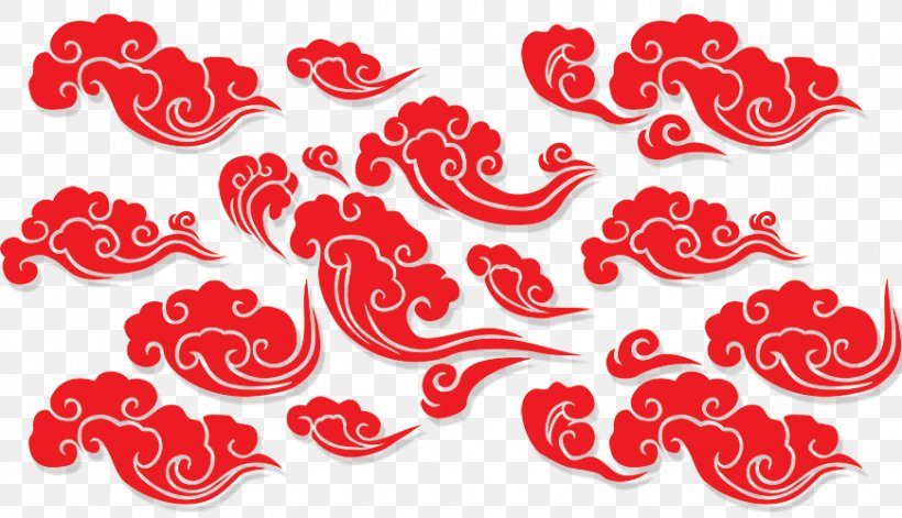 Vector Graphics Cloud Clip Art Illustration, PNG, 870x500px, Cloud, Chinese Language, Heart, Love, Red Download Free