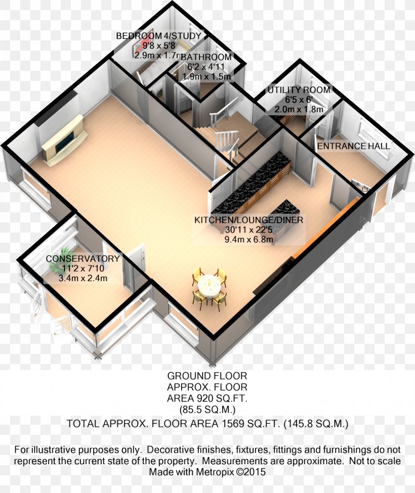 3d Floor Plan Open Plan House Png 1542x1834px 3d Floor Plan