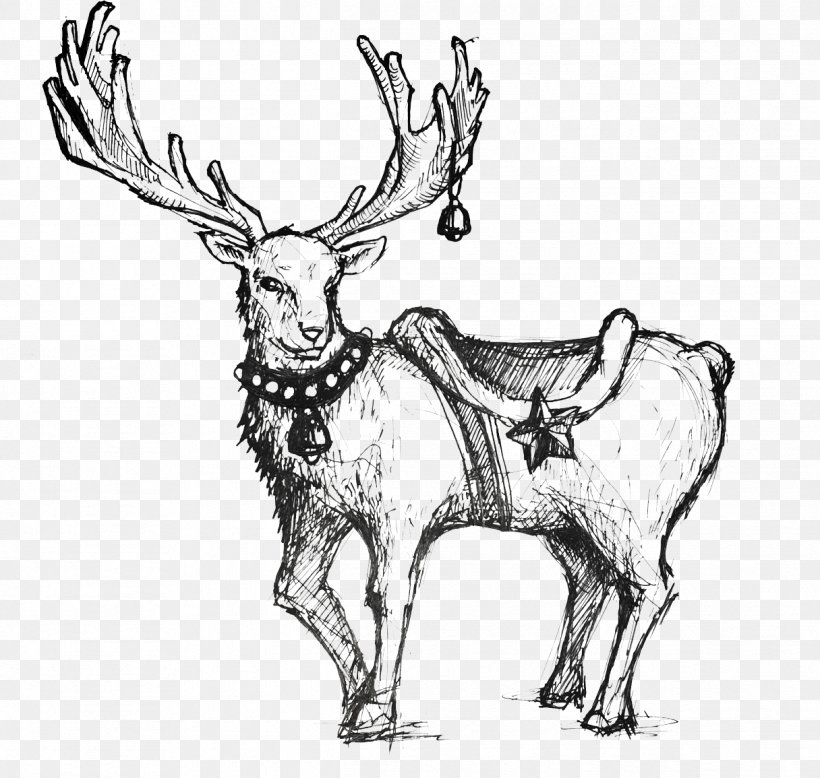 Reindeer Rudolph Christmas Red Deer, PNG, 1216x1155px, Reindeer, Antler, Black And White, Cattle Like Mammal, Christmas Download Free