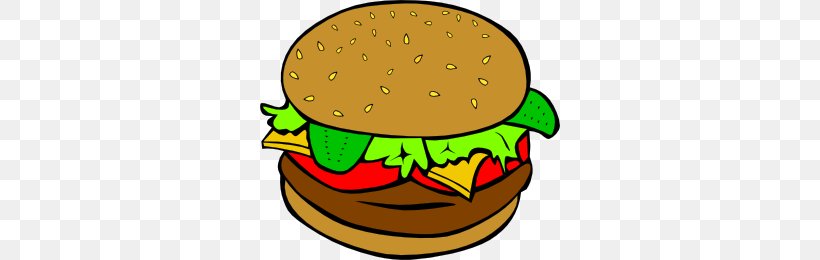 Hamburger Fast Food Junk Food Clip Art, PNG, 300x260px, Hamburger, Artwork, Beak, Breakfast, Cheeseburger Download Free