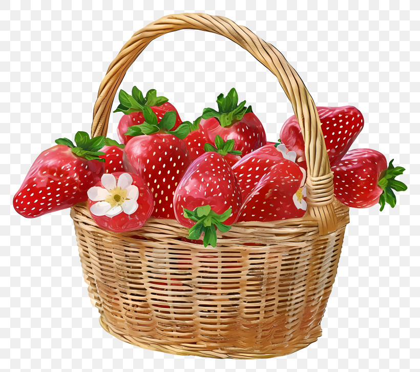 Realistic Strawberry Basket - Basket Of Strawberries With Flowers Illustration PNG