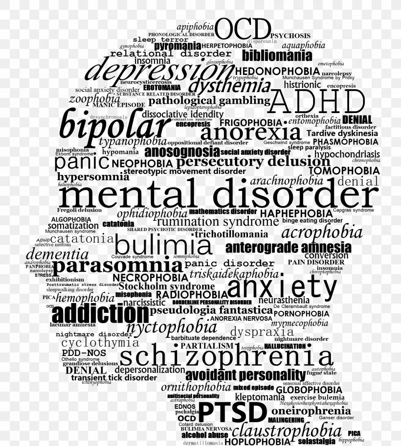 Mental Disorder Mental Health Mental Illness Awareness Week Bipolar Disorder, PNG, 1800x2000px, Mental Disorder, Anxiety, Anxiety Disorder, Bipolar Disorder, Black And White Download Free