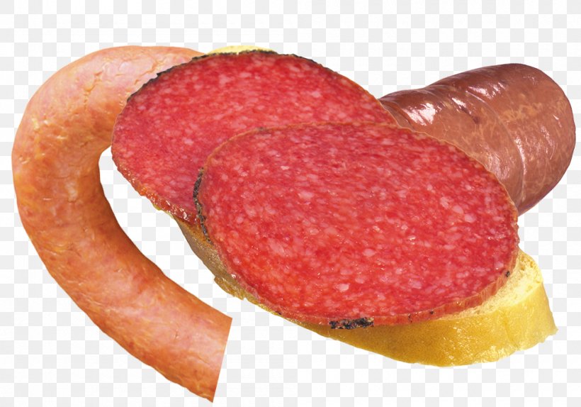 Sausage Salami Bratwurst Mettwurst Knackwurst, PNG, 1000x700px, Watercolor, Cartoon, Flower, Frame, Heart Download Free