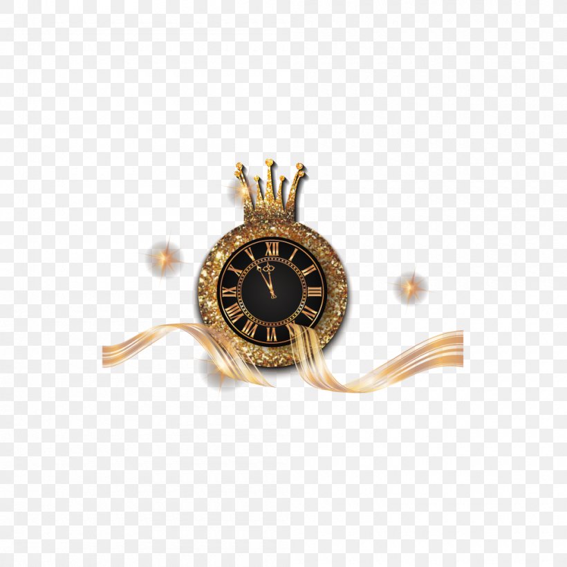 Gold Clock, PNG, 1000x1000px, Clock, Brand, Crown, Metal, Product Download Free