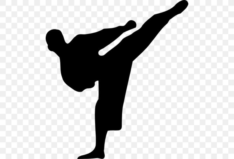 Martial Arts Karate Silhouette Clip Art, PNG, 500x559px, Martial Arts, Arm, Black And White, Combat, Finger Download Free