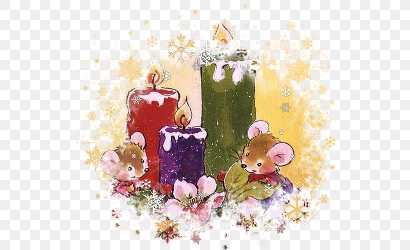 Floral Design Mouse Christmas Ornament Candle Desktop Wallpaper, PNG, 542x500px, Floral Design, Art, Candle, Character, Christmas Day Download Free