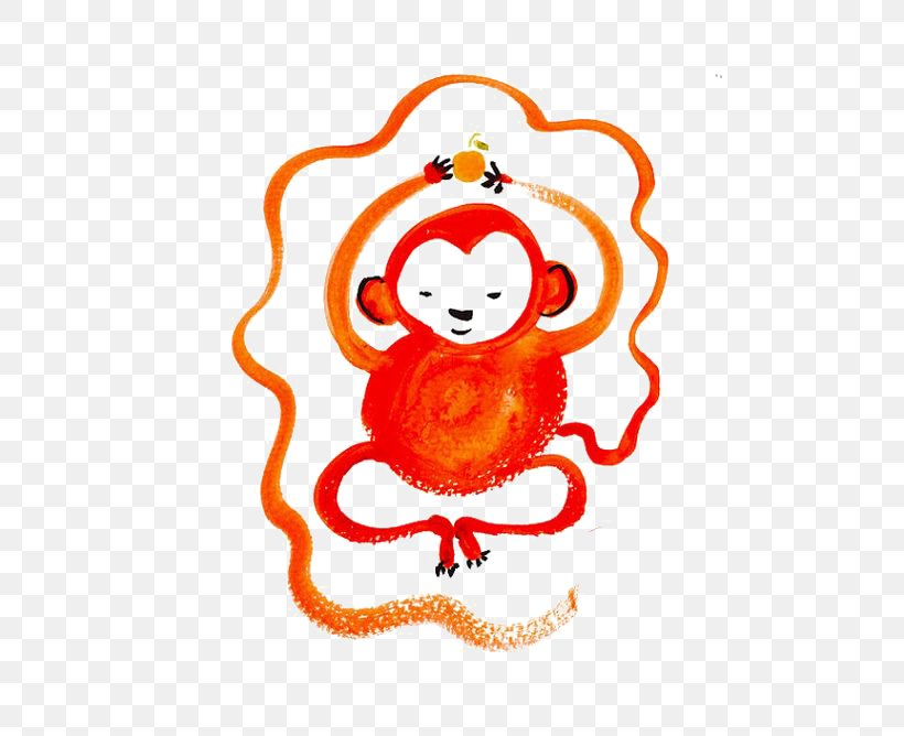 Monkey Chinese New Year Chinese Zodiac Illustration, PNG, 564x668px, Monkey, Animal, Art, Cartoon, Chinese New Year Download Free