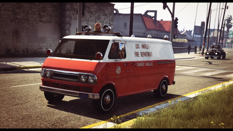 Grand Theft Auto V Car Los Angeles Fire Department Ambulance Van, PNG, 1600x900px, Grand Theft Auto V, Ambulance, Automotive Exterior, Battalion Chief, Car Download Free