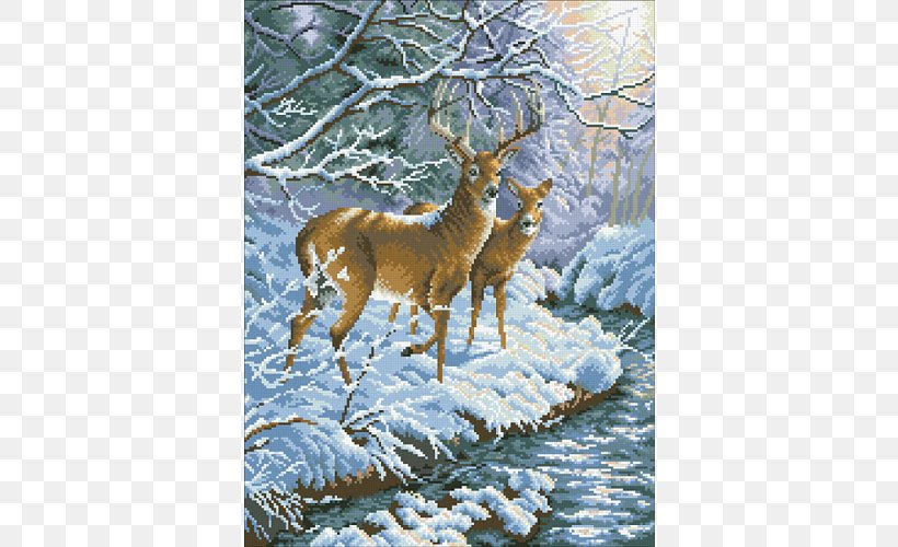 Deer Embroidery & Cross Stitch Embroidery & Cross-stitch, PNG, 500x500px, Deer, Antler, Askartelu, Craft, Crossstitch Download Free