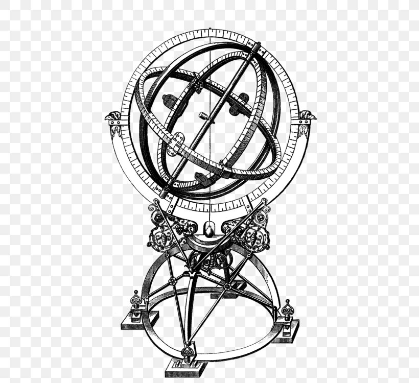 Armillary Sphere Sidereus Nuncius Sextant Astrolabe, PNG, 554x750px, Armillary Sphere, Art, Astrolabe, Bicycle Wheel, Black And White Download Free