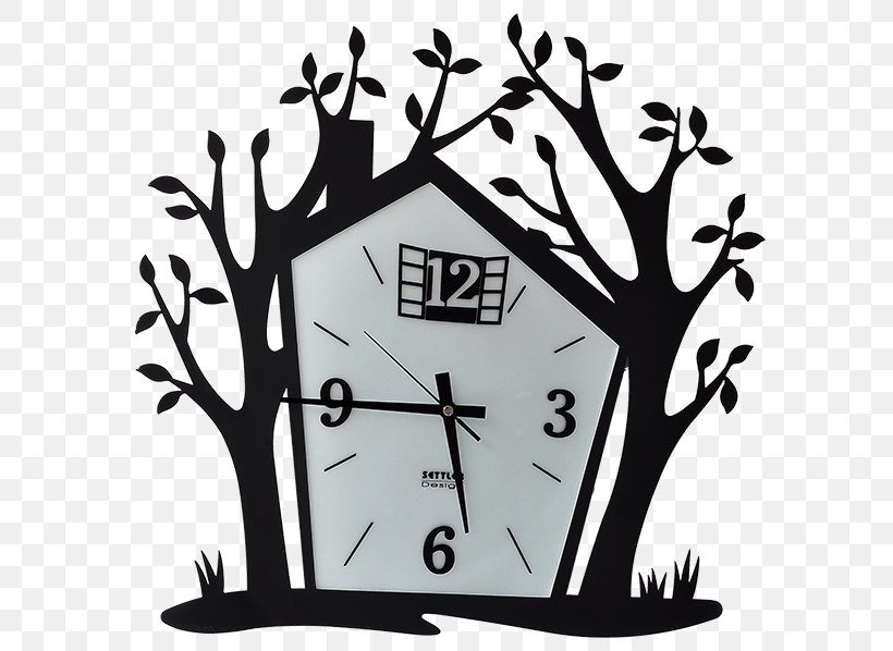 Clock Wall Laser Cutting Window, PNG, 600x598px, Clock, Alarm Clocks, Black And White, Branch, Cutting Download Free