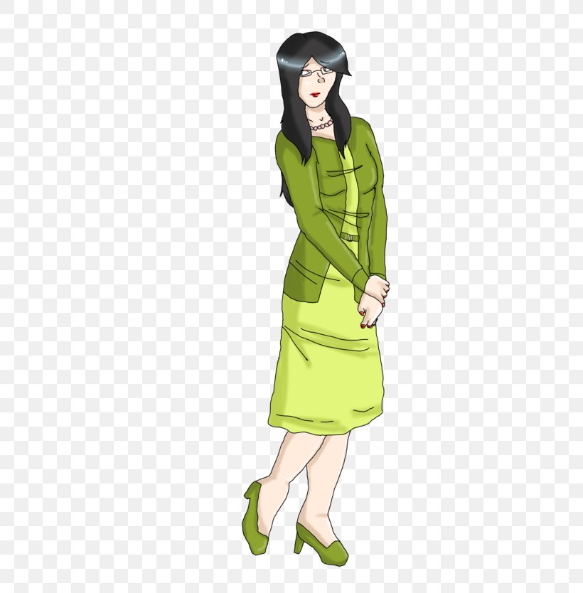 Green Outerwear Dress Sleeve, PNG, 600x834px, Watercolor, Cartoon, Flower, Frame, Heart Download Free