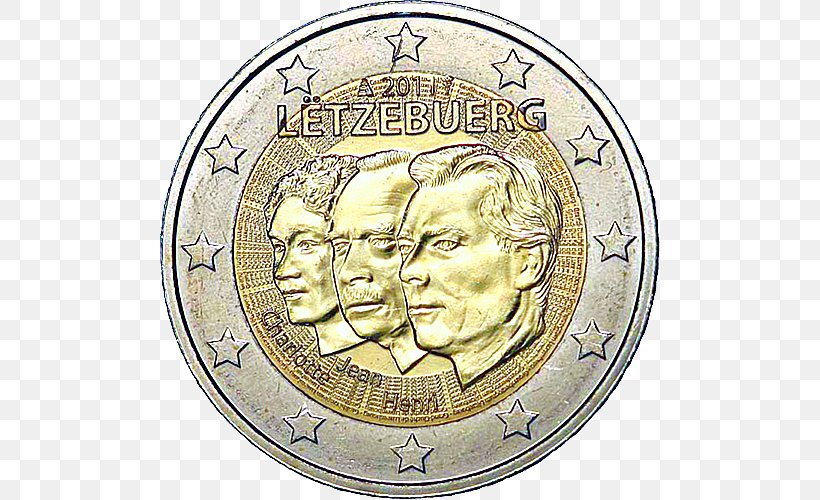 Luxembourg Grand Duke 2 Euro Coin, PNG, 500x500px, 1 Cent Euro Coin, 2 Euro Coin, 2 Euro Commemorative Coins, Luxembourg, Coin Download Free