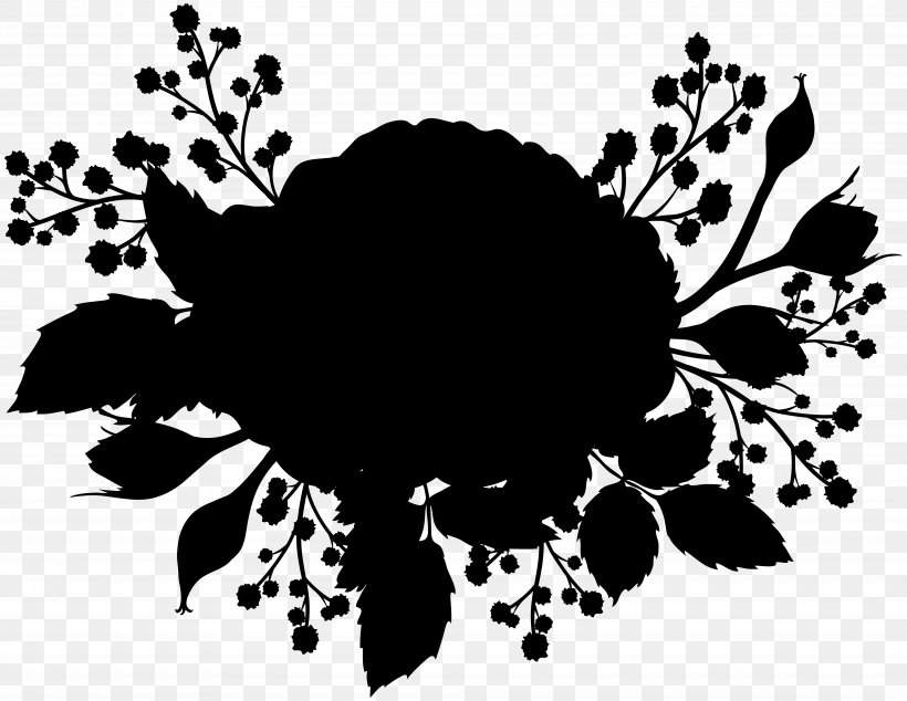 Desktop Wallpaper Pattern Flower Font Silhouette, PNG, 8000x6189px, Flower, Art, Black M, Blackandwhite, Botany Download Free