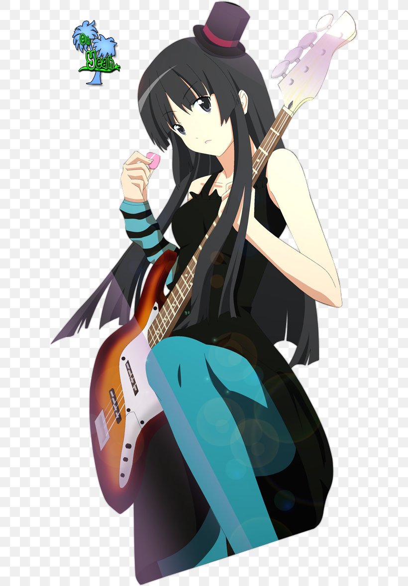 Mio Akiyama Bass Guitar K-On!, PNG, 618x1179px, Watercolor, Cartoon, Flower, Frame, Heart Download Free