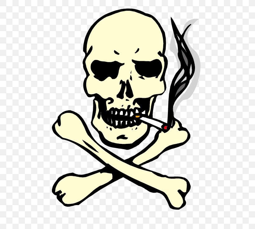 Skull Of A Skeleton With Burning Cigarette Smoking Clip Art, PNG, 533x737px, Watercolor, Cartoon, Flower, Frame, Heart Download Free