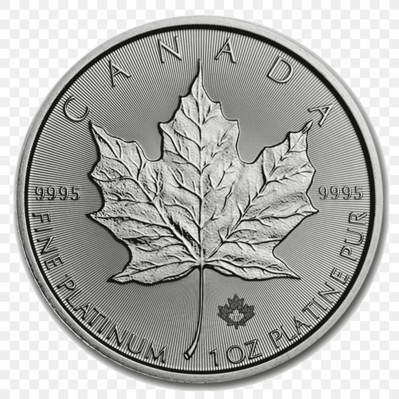 Canadian Gold Maple Leaf Canadian Platinum Maple Leaf Bullion Royal Canadian Mint, PNG, 1000x1000px, Canadian Gold Maple Leaf, Black And White, Bullion, Bullion Coin, Canadian Dollar Download Free