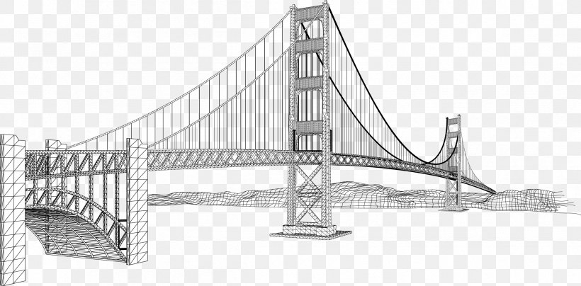 Golden Gate Bridge Ampera Bridge Euclidean Vector, PNG, 2394x1182px, Golden Gate Bridge, Ampera Bridge, Architecture, Black And White, Bridge Download Free