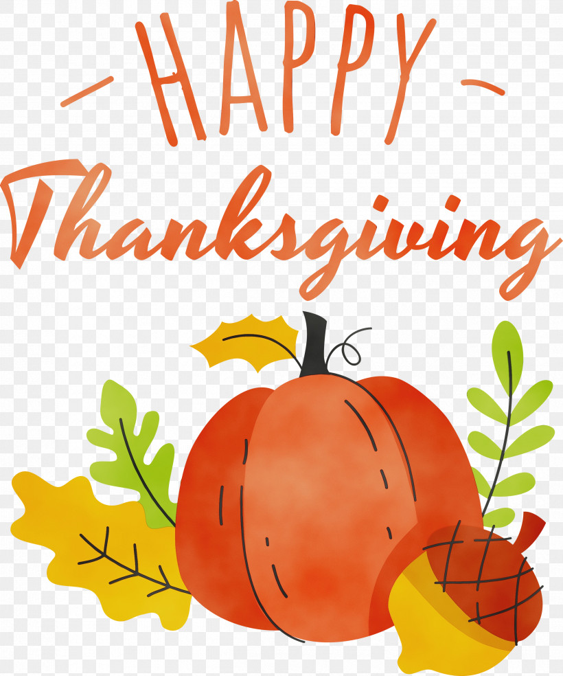 Pumpkin, PNG, 2498x3000px, Happy Thanksgiving, Cartoon, Flower, Fruit, Leaf Download Free
