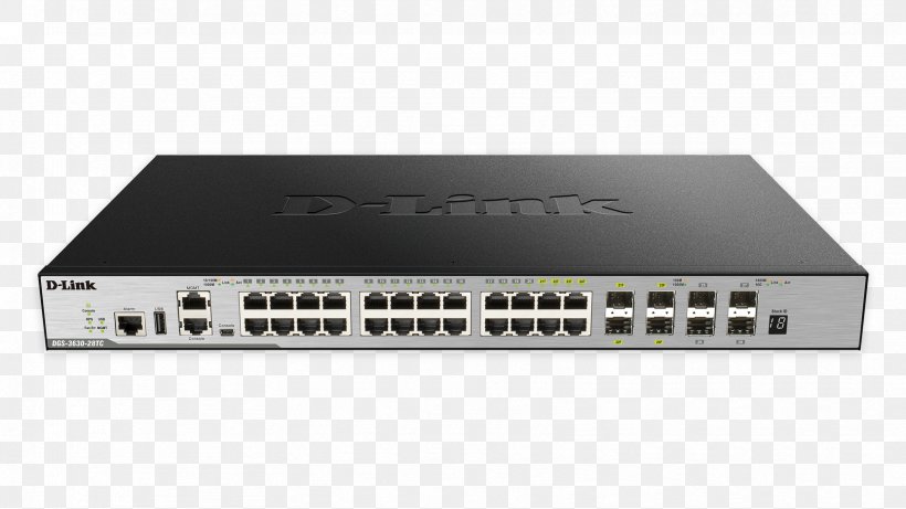 Small Form-factor Pluggable Transceiver Stackable Switch 10 Gigabit Ethernet Network Switch, PNG, 1664x936px, 10 Gigabit Ethernet, Stackable Switch, Audio Receiver, Computer Networking, Dlink Download Free