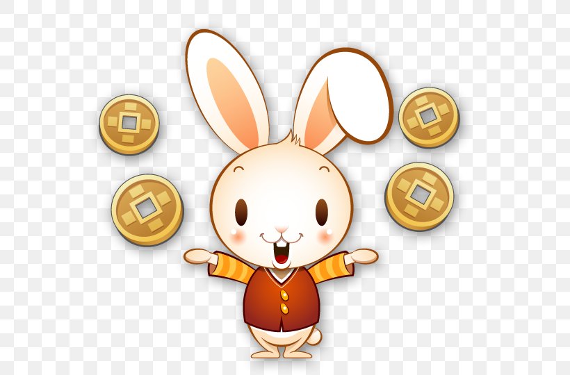 Rabbit Cartoon Illustration, PNG, 680x540px, Rabbit, Art, Cartoon, Cash, Coin Download Free