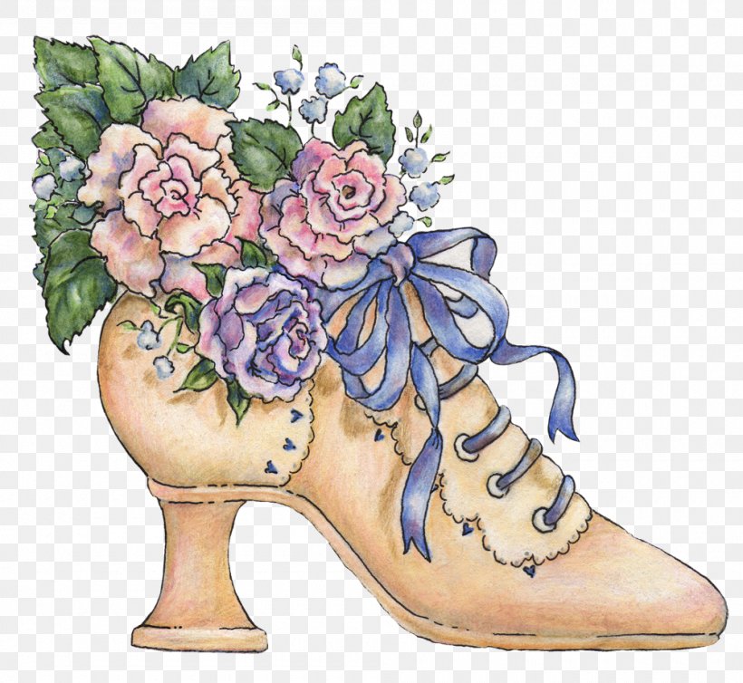Slipper Floral Design High-heeled Footwear Sandal, PNG, 1000x920px, Slipper, Art, Boot, Floral Design, Floristry Download Free