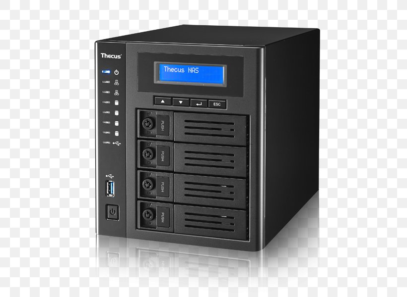 Thecus Network Storage Systems Computer Servers Hard Drives Electronics, PNG, 600x600px, Thecus, Audio Receiver, Celeron, Computer Case, Computer Component Download Free