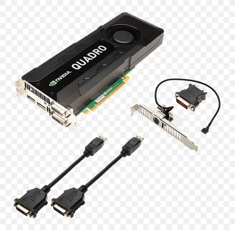 Graphics Cards & Video Adapters Nvidia Quadro PCI Express GDDR5 SDRAM, PNG, 800x800px, Graphics Cards Video Adapters, Adapter, Cable, Computer Component, Displayport Download Free