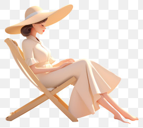 Woman Lounging In A Sun Hat PNG