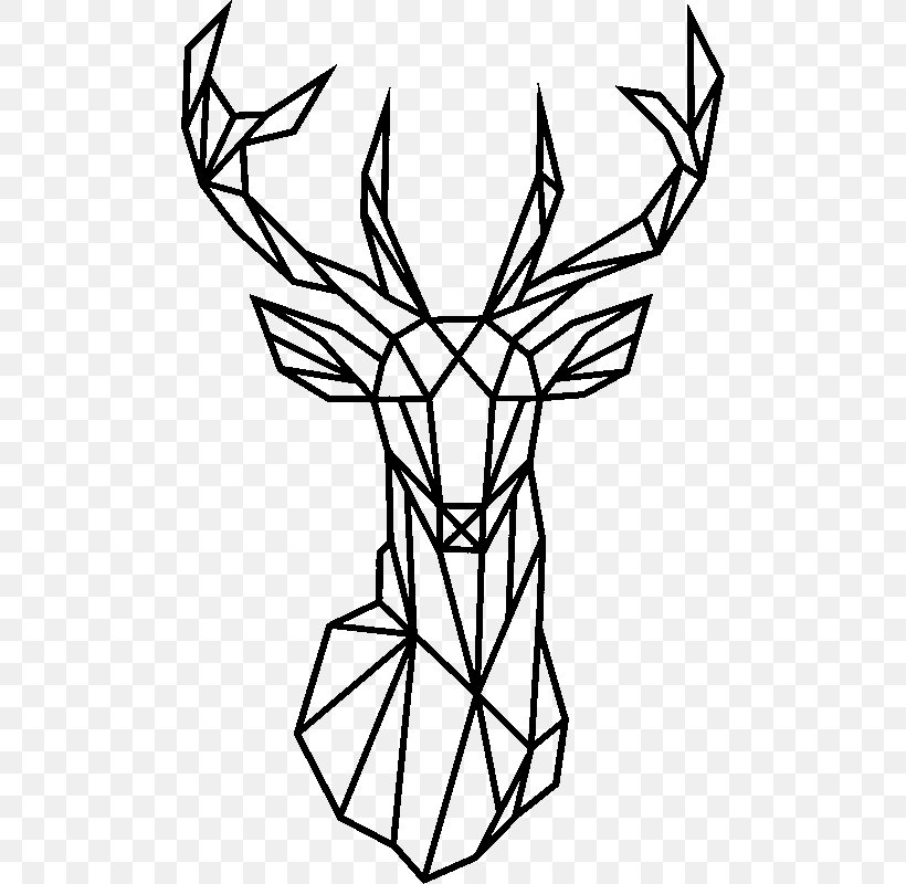 Deer Wall Decal Sticker Geometry, PNG, 800x800px, Deer, Antler, Artwork, Black And White, Color Download Free