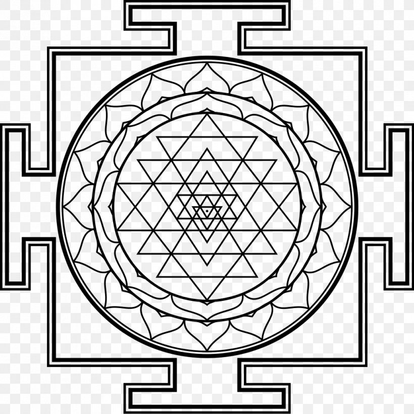 Sri Yantra Ganesha Symbol, PNG, 1032x1032px, Sri Yantra, Area, Black And White, Chakra, Divinity Download Free