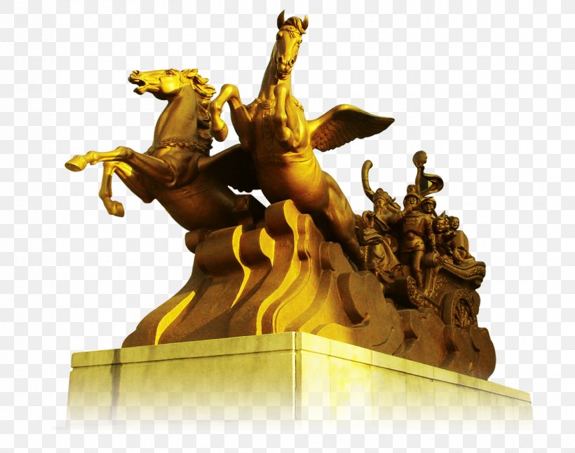 Sculpture Statue Gold, PNG, 1352x1068px, Sculpture, Animation, Art, Blue, Cartoon Download Free