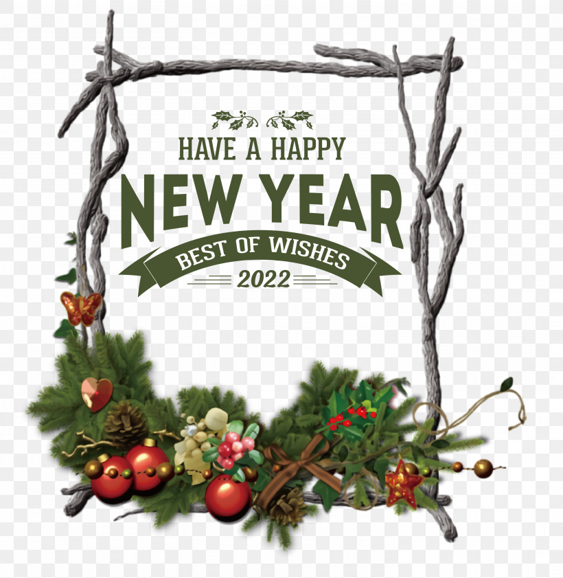 Happy New Year 2022 2022 New Year 2022, PNG, 2922x3000px, Picture Frame, Bauble, Branch, Christmas Day, Christmas Lights Download Free