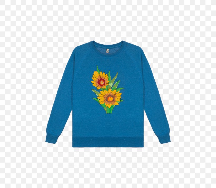 Long-sleeved T-shirt Long-sleeved T-shirt Sweater, PNG, 500x717px, Sleeve, Bluza, Clothing, Common Sunflower, Electric Blue Download Free