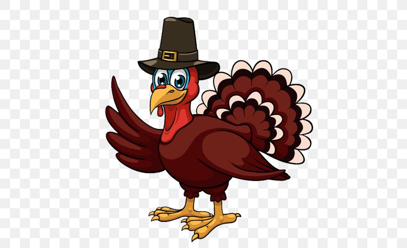 Turkey Thanksgiving Cartoon, PNG, 500x500px, Thanksgiving, Beak, Bird, Cartoon, Chicken Download Free
