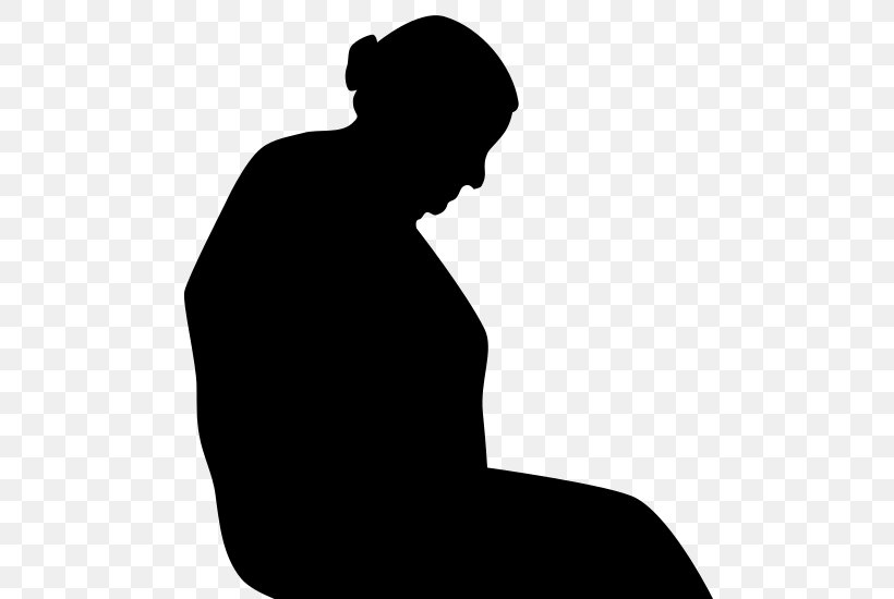 Woman Cartoon, PNG, 500x550px, Silhouette, Blackandwhite, Drawing, Neck, Sitting Download Free